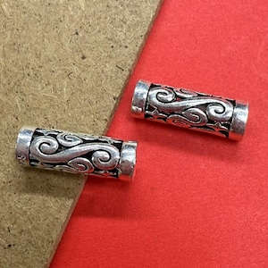 Sterling Silver Spiral Tube Bead, Tube beads, Necklace Bead, 925 Silver Tube Beads, spacer Beads, jewelry making Beads 16mm