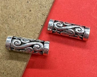 Sterling Silver Spiral Tube Bead, Jewelry Making Supplies (16mm)