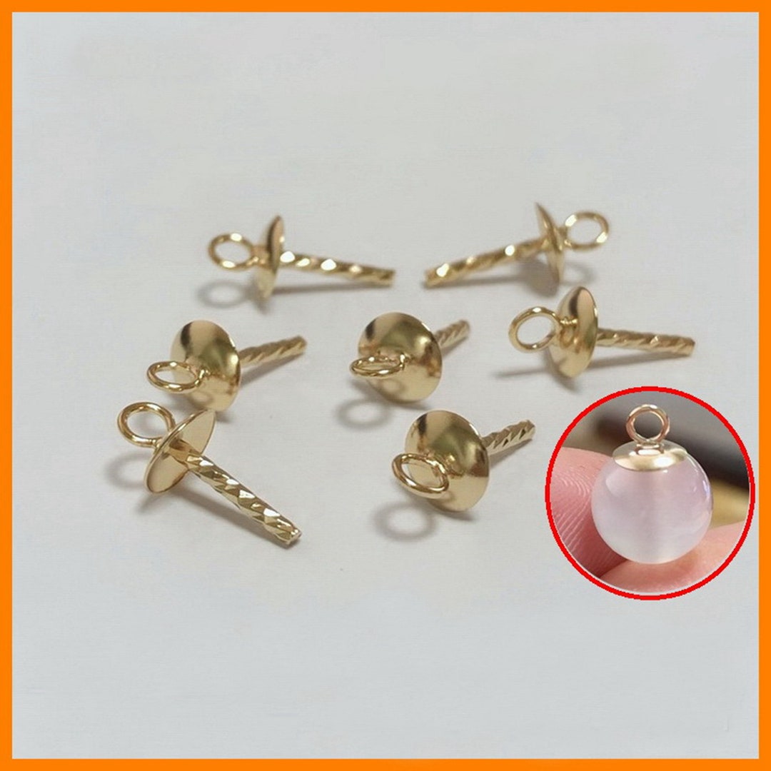 14K Gold Filled Pinch Bails With Cup and Peg for Half Drilled Beads, Pendant Setting, Gold