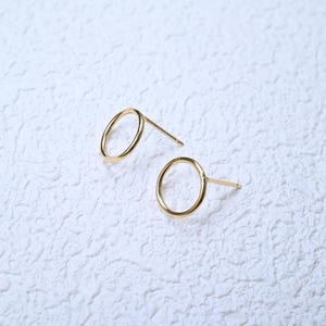 14K Gold Filled Hollow Circle Post Earrings, 7mm 10mm 15mm