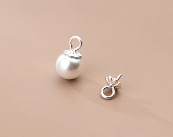 S925 Sterling Silver Pinch Bails with Cup and Peg for Half drilled beads, Pendant Setting, Silver Pinch Bails, Charm pendant Bail