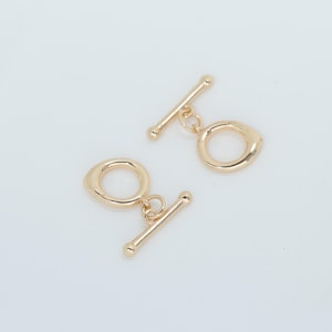 14K Gold Plated Toggle Clasps, Plum Flower Clasp Set