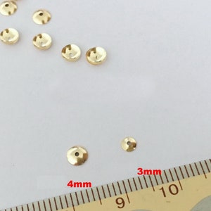 14K Gold Filled Bead Caps, 3mm 4mm Bead Caps, Gold Filled Blank Bead Caps For Jewelry Making Supplies, Bulk Spacer Beads Caps image 3