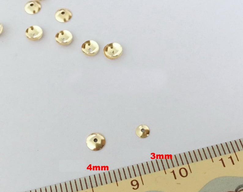 14K Gold Filled Bead Caps, 3mm 4mm Bead Caps, Gold Filled Blank Bead Caps For Jewelry Making Supplies, Bulk Spacer Beads Caps image 3