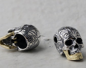 Sterling Silver Skull Bead, Spacer Beads, 925 Silver Skull Spacer Bead, Bracelet Bead,Necklace Bead,Skull Spacer 17mm (Mouth can be Opened)