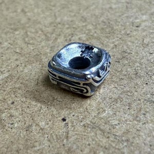 Sterling Silver Cube Pony Beads, Totem Bird Bead, Tribal Bead, Ethnic Bead, Oxidized Bead, Necklace Bead, Bracelet Spacer  4.8*8.5mm