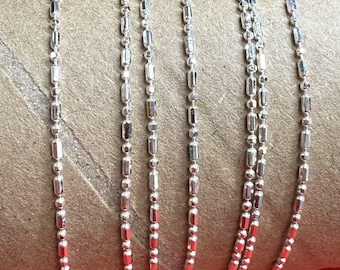 Sterling Silver Diamond-cut Bead Chain, Jewelry Making Supplies
