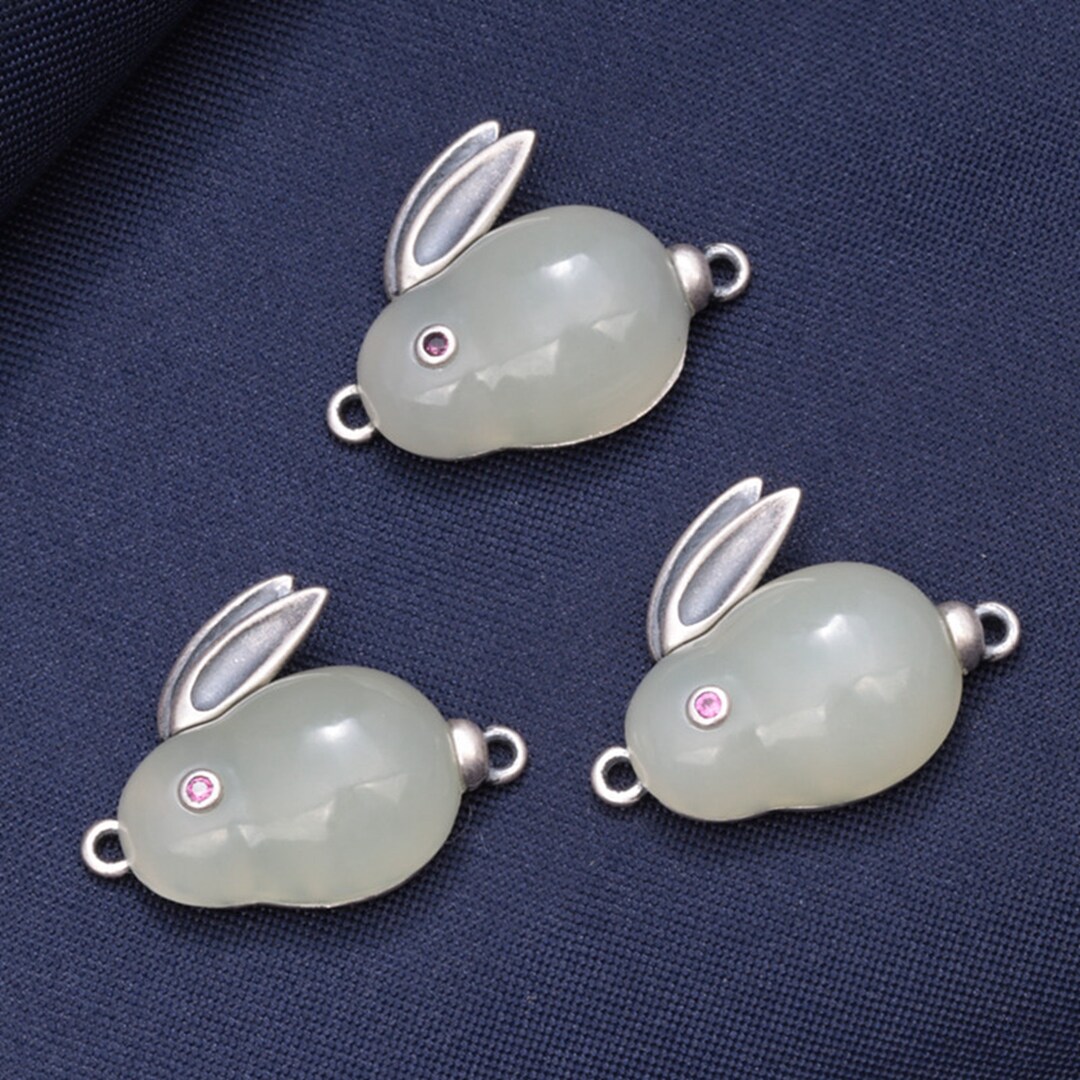 Sterling Silver Rabbit Connector Charm, 925 Silver Bunny Connector
