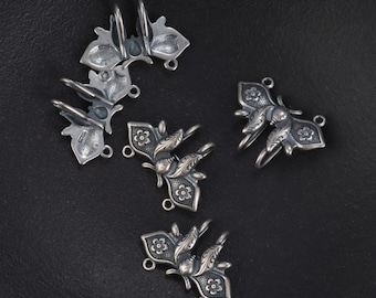 Sterling Silver Butterfly Connector Charm, Jewelry Making Supply (19x13mm)