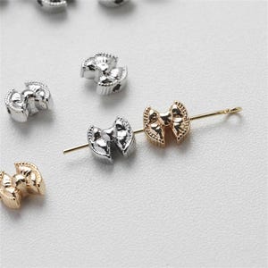 14K Gold Plated 3D Butterfly Bow Spacer,Delicate Bowknot Bead,Rhodium Tone Butterfly Knot Bead, Girly Bracelet Spacer,Bow tie Bead 7.7*7.1mm