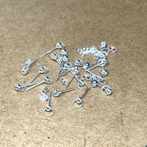 Sterling Silver Earring Stud Post w/ Rings, 925 Silver Ball Earring Post, Silver Ear Stud w/ Back, Circle Ear Wire Post, Earring Component