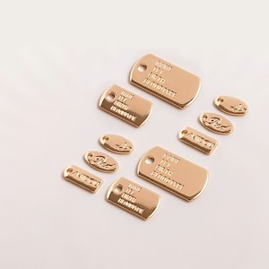 20pcs 14K Gold Plated Geometry Quality Tags with Hole, Gold Tone Quality Tags, Extension Chain End, Chain Extender End For Jewelry Making