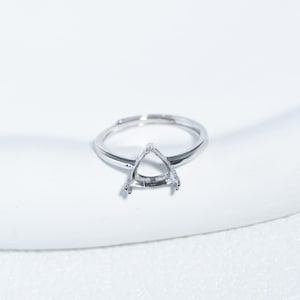 Sterling Silver Triangle Ring Setting, Claw Cathedral Ring Band (6/7/8/9mm)
