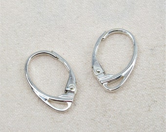 Sterling Silver Earring Plain Lever Back Earring, 925 Silver Ear Wire Plain Lever Back for Earring Jewelry Making, Earring Component 15mm