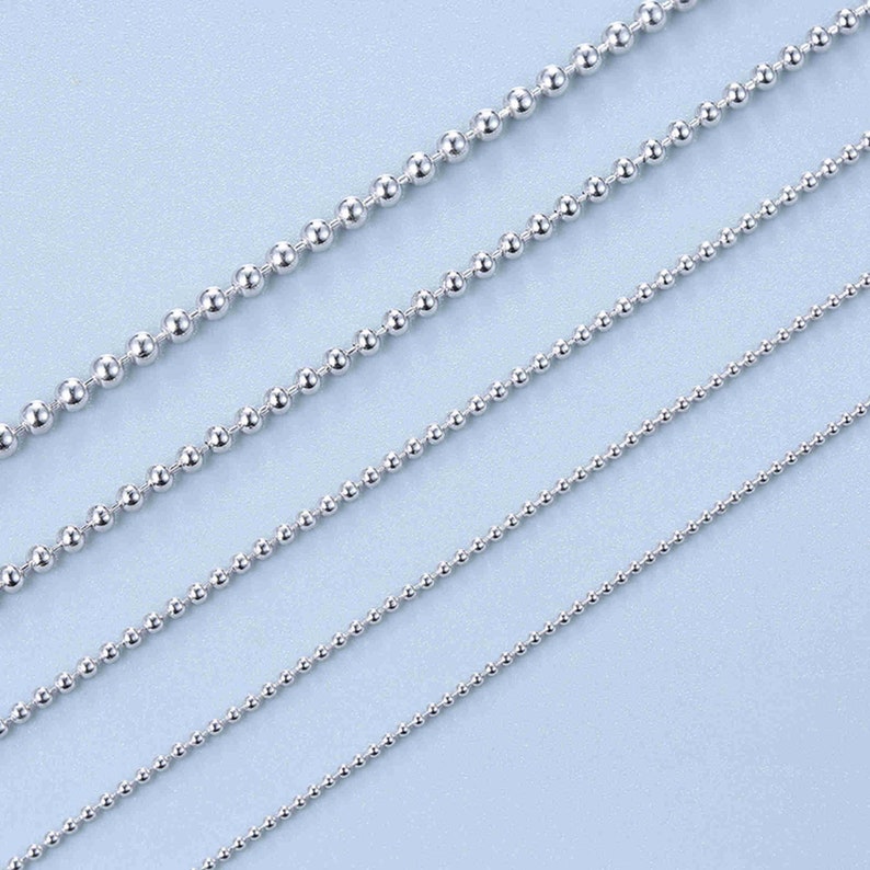 Sterling Silver Ball Bead Chain 925 Silver Necklace Chain Etsy