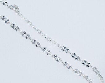 Sterling Silver Sparkle Chain, s925 Bar Bulk Chain
