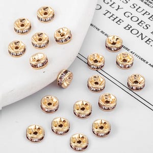 14K Gold Plated Brass Wheel Bead, Zircon Wheel Spacer, Donut Bead, Rondelle Bead, Pony Bead, Bracelet Beads, Flat Round Bead 4mm 6mm 7mm 8mm