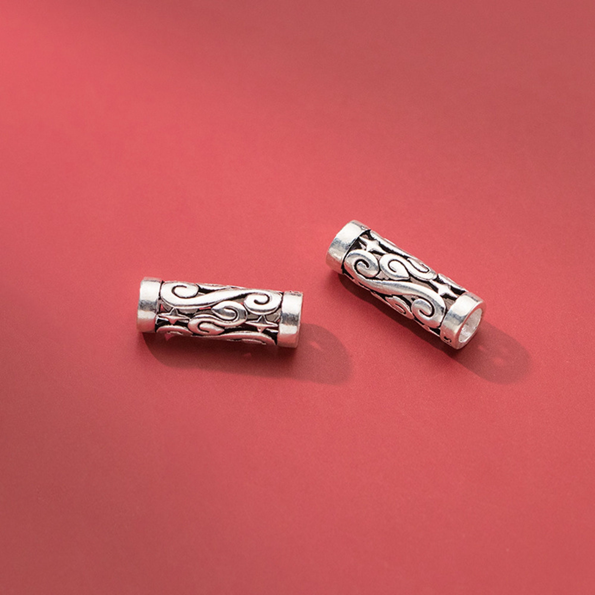 Sterling Silver Spiral Tube Bead Tube Beads Necklace Bead Etsy