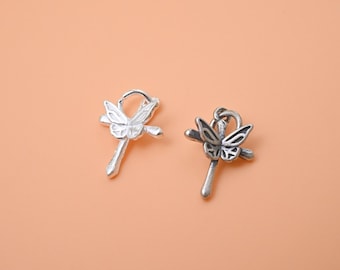Sterling Silver Butterfly Cross Charm Pendant, Religious Jewelry