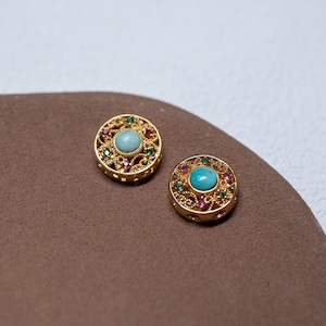 Perles de fleurs turquoises en argent sterling, espaceur de bracelet (2PCS)