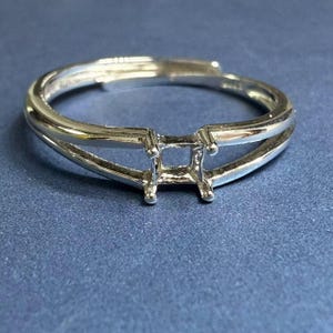 Montura cuadrada de plata de ley, doble banda estilo Art Déco (3 x 3 mm)