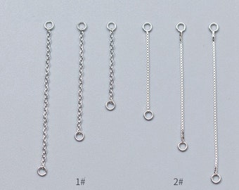 10 pezzi di connettori per catene di cavi per catene di estensione in argento sterling con anelli chiusi, catene con nappa per catene per scatole d'argento 925, placcate in oro 30 mm / 40 mm / 50 mm