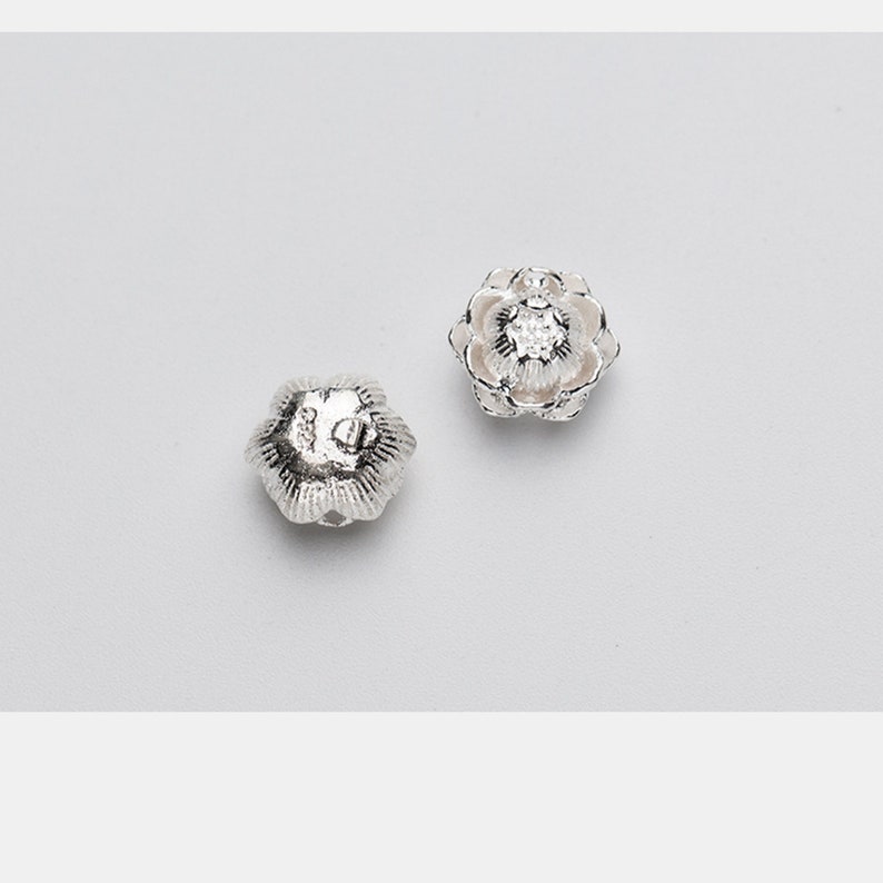 Sterling Silver Lotus Bead Spacer Beads 925 Silver Flower Etsy