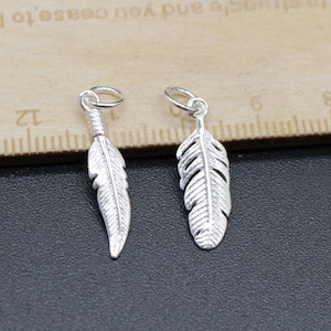 Sterling Silver Feather Charm Pendant, Wing Bracelet, Bird Necklace, Leaf Earring, Small Charm, Quill Jewelry, Dreamy Charm, Charms In Bulk