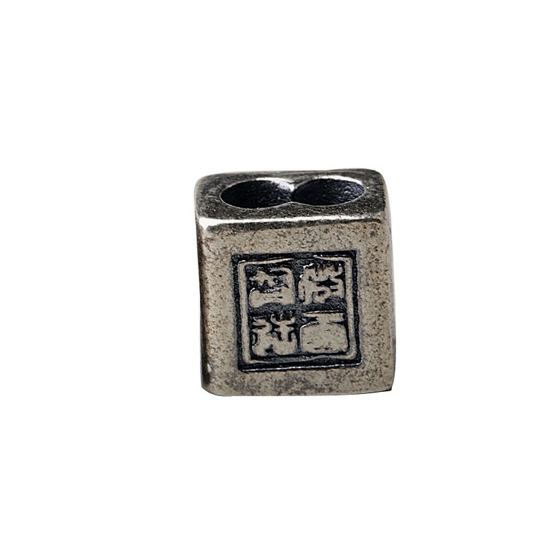 Sterling Silver Vajra Dorje Cube Bead, Vajrayana Melong Spacer Beads, 925 Silver Tibetan Spacer Bead, Bracelet Bead, Buddhism Cube Bead image 5