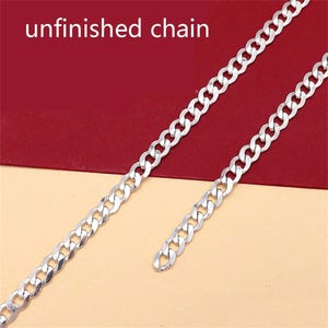 Sterling Silver Curb Chain, s925 Silver Curb Chain For Extension, Unfinished Cuban Chain Necklace Bracelet, Loose Chain Thick 1.1mm