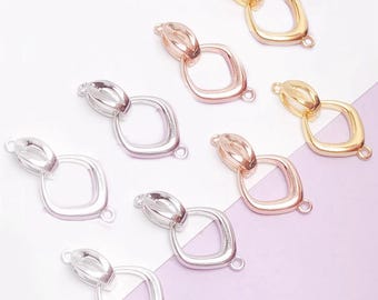Sterling Silver Hook and Eye Clasp, Square Connector, 22mm