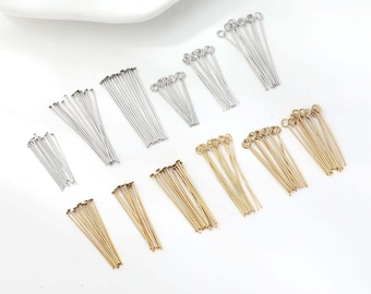 Perni con testa placcati in oro, perni con testa a T e a nove, perni con testa in acciaio inossidabile, perni per infilare perline, accessori per la creazione di gioielli