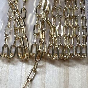 14K Gold Plated Rectangular chain, Bulk O Chains, Unfinished Cable Chains, Gold Tone Cable Chain, Jewelry Making  , 39&quot; per meter