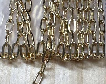 14K Gold Plated Rectangular chain, Bulk O Chains, Unfinished Cable Chains, Gold Tone Cable Chain, Jewelry Making  , 39&quot; per meter
