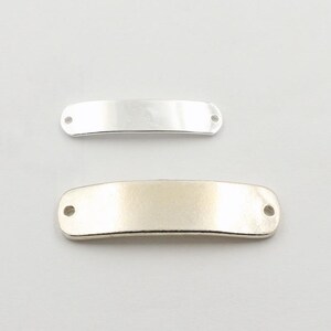 Sterling Silver Rectangle Bar Connector, 925 Silver Double Hole Charm (27.5mm or 38mm Lengths Available)