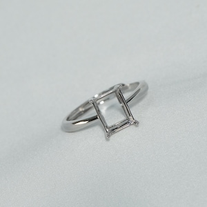 Anello rettangolare in argento sterling, fascia per solitario (4 x 6 mm 5 x 7 mm)