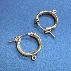 14K Gold Filled Eurowire Hoop Earring w/ Loop, Gold Filled Earwire Hoops, Earring Component, Ear Hoops for Jewelry Making 13mm 15mm 19mm