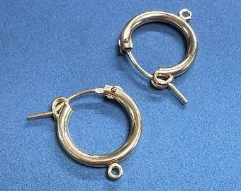 14Kゴールドフィルドフープピアス、DIYジュエリーパーツ（13mm、15mm、19mm）