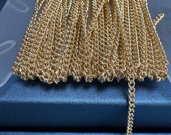 14K Gold Plated Cable Chain, Bulk Cable Chains, Unfinished Cable Chains, Gold Tone Cable Chain, Jewelry Making Necklace 39&quot;