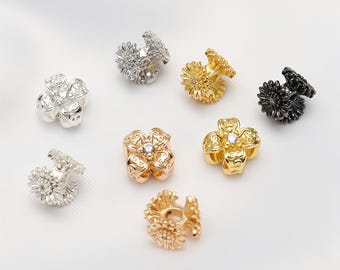 18K Gold Plated Flower Beads, Hollow Petal Spacer Beads
