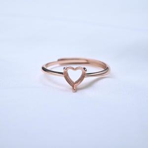 Kärlekshjärtring i sterlingsilver, justerbar stift, 8*8 mm