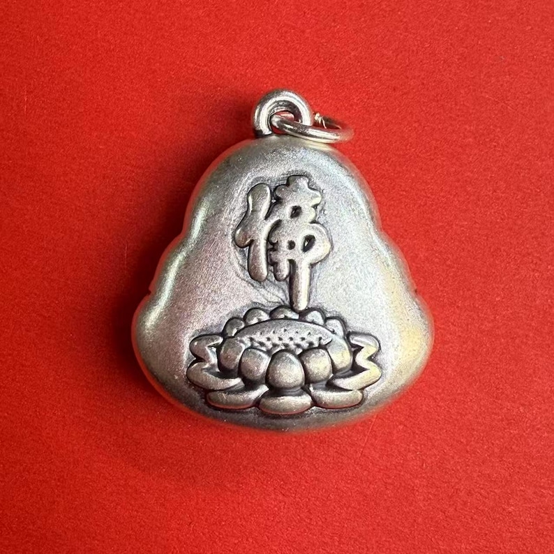 Ciondolo in argento sterling con il Buddha Maitreya, gioiello religioso immagine 6