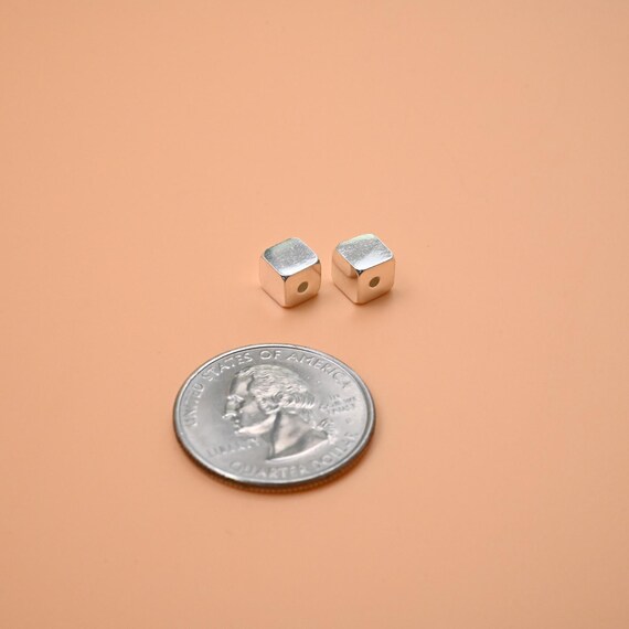 Perline Cubo In Argento Sterling 925: Misure 6mm, 8mm, 10mm - Per Gioielli Fai Da Te, Quadrate, Lucide