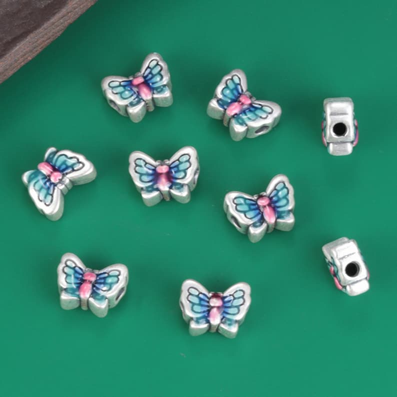 Sterling Silver Butterfly Beads Insect Bead Bug Bead Winged Etsy