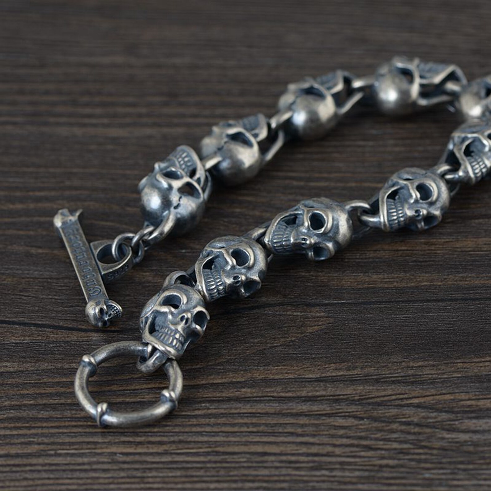 Skull bracelet sterling silver Clearance