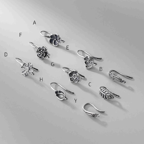 Silver Flower Earring Hooks, S925 Silver Earring Hooks for Jewelry