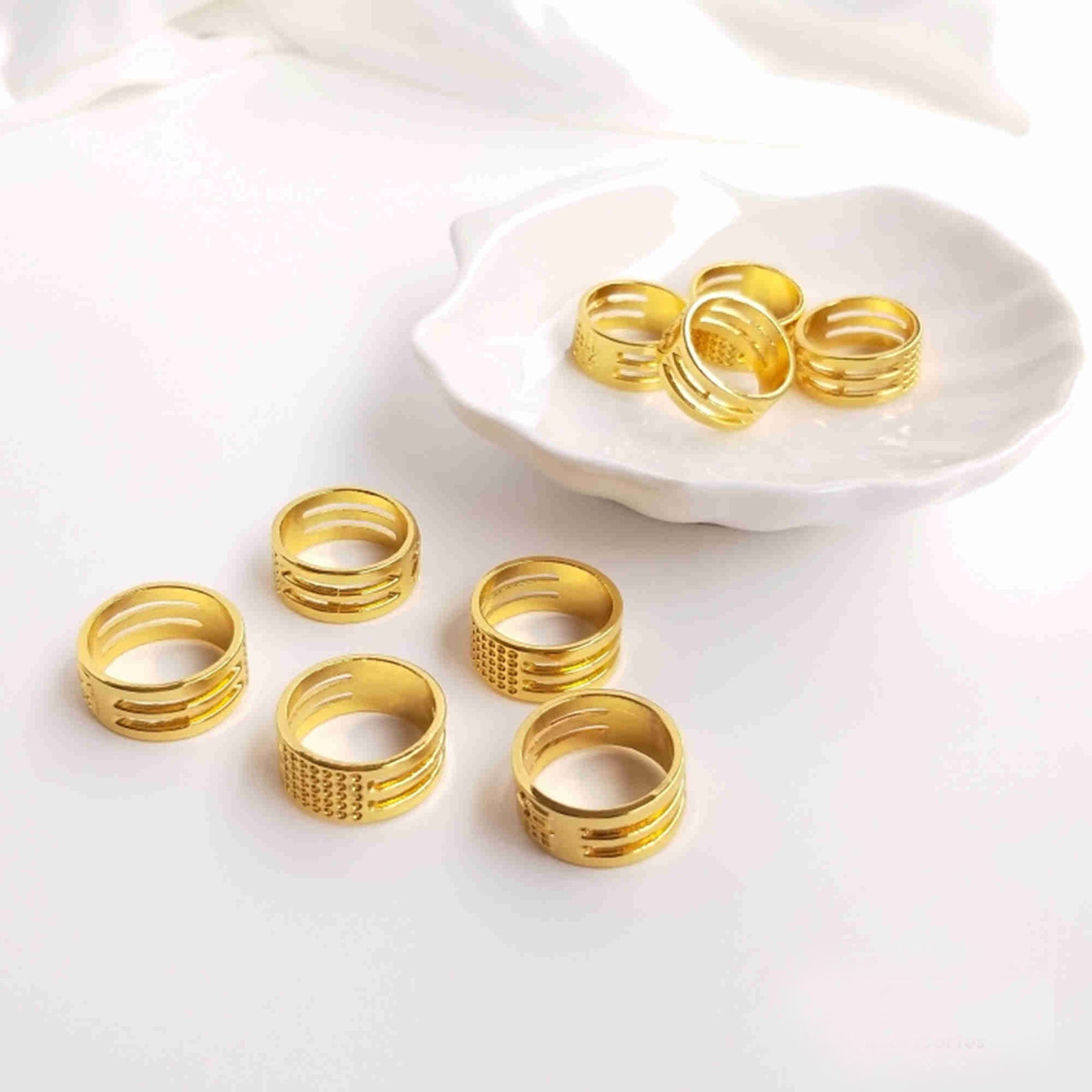 10pcs 14K Gold Plated Closed Ring Settings Gold Tone Open Etsy UK