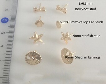 14K Gold Filled Bowknot Post Earrings , Gold Filled Bow Tie Earring Post, Ribbon Ear Wire, Stud Earring, Gold Filled Earring Component