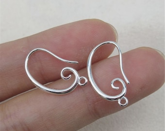 Sterling Silver Spiral Ear Wires, Simple Earring Wire w/ Closed Loop, Earring Hooks, Earring Component, Earring Making Supplies