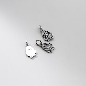 Sterling Silver Fish Charm Pendant, Sea Life Bracelet, Angler Necklace, Fishing Earring, Small Charm, Fishhook Jewelry, Fisherman Charm
